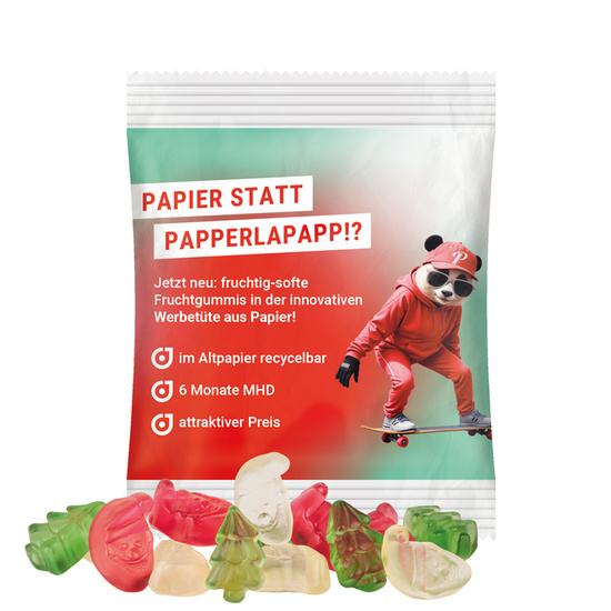 Minitüte, 10 g, recyclingfähiges Papier weiß, Trolli Weihnachtsmischung