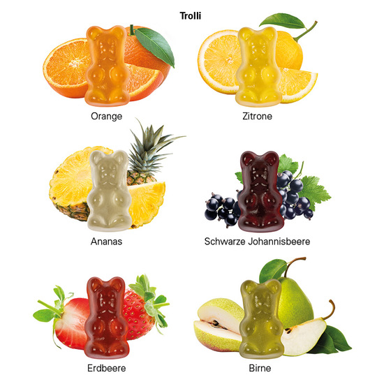 Minitüte, 15 g, recyclingfähiges Papier weiß, Trolli Vitamin Fruchtgummi