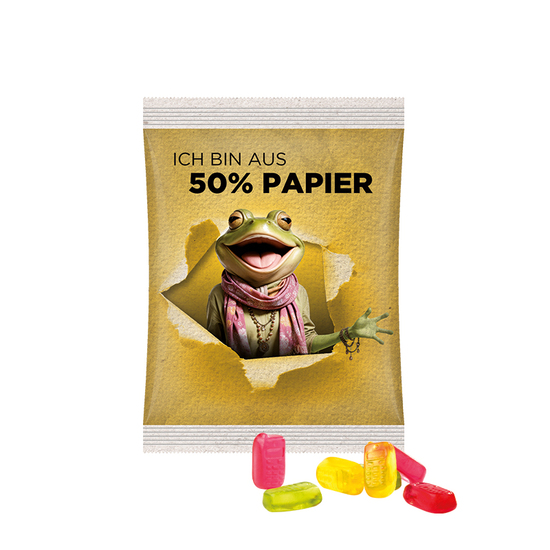 Maxitüte, Folie mit ca. 50% Papieranteil, weiß, Trolli Fruchtgummi Handy