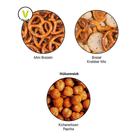 Snack Miditüte, Knabbermix, Folie mit ca. 50% Papieranteil, weiß