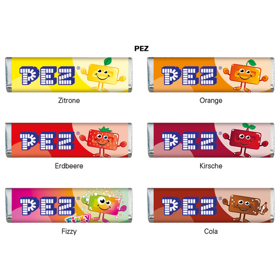 Werbekarte Visitenkartenformat, PEZ Bonbonriegel Orange