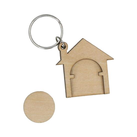 Holzchip-Schlüsselanhänger "House"