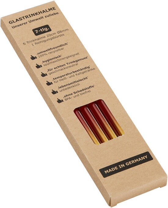 6er-Set farbige Halme + Bürste