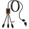 SCX.design C38 40W 5-in-1 Ladekabel aus rPET in quadratischem Bambusgehäuse mit Leuchtlogo
