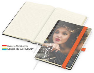 Notizbuch Match-Book Creme Bestseller A5 Cover-Star gloss-individuell, orange