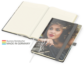 Notizbuch Match-Book Creme Bestseller A5 Cover-Star matt-individuell, silbergrau