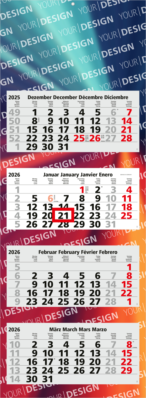 4-Monatskalender Quadro Light 4 Bestseller (Mehrblock)