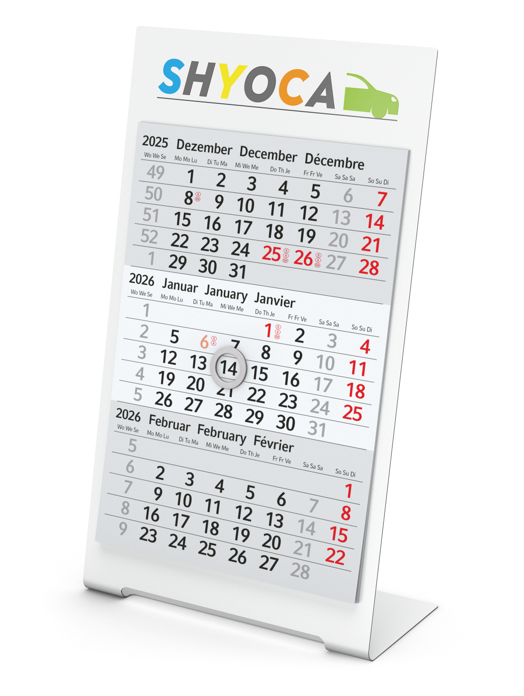 Tischkalender Desktop 3 Color Bestseller, 2 Jahre, weiß