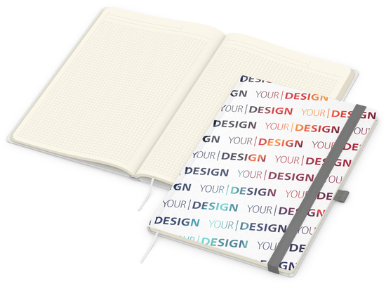 Notizbuch Match-Book Creme Bestseller, A4, Natura, individuell, silbergrau