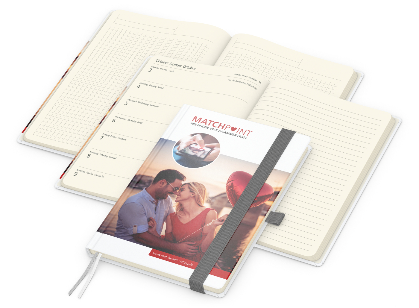 Wochenplaner Match-Hybrid Creme Bestseller, Cover-Star gloss, silbergrau