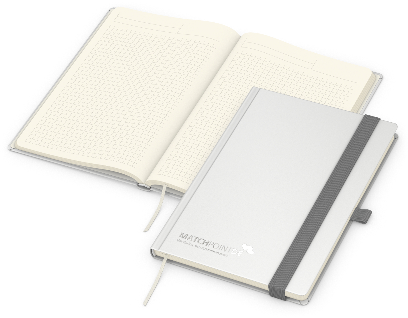 Notizbuch Vision-Book Creme Bestseller, A5, weiß inkl. Silberprägung