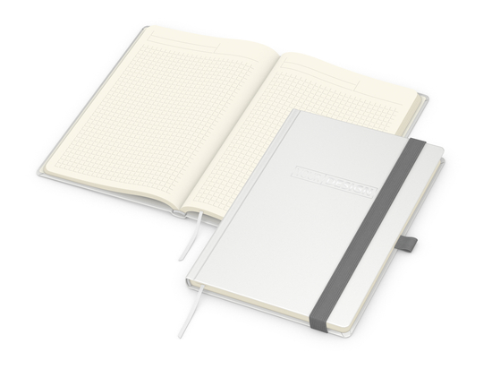 Notizbuch Vision-Book Creme Bestseller, A5, weiß inkl. Silberprägung