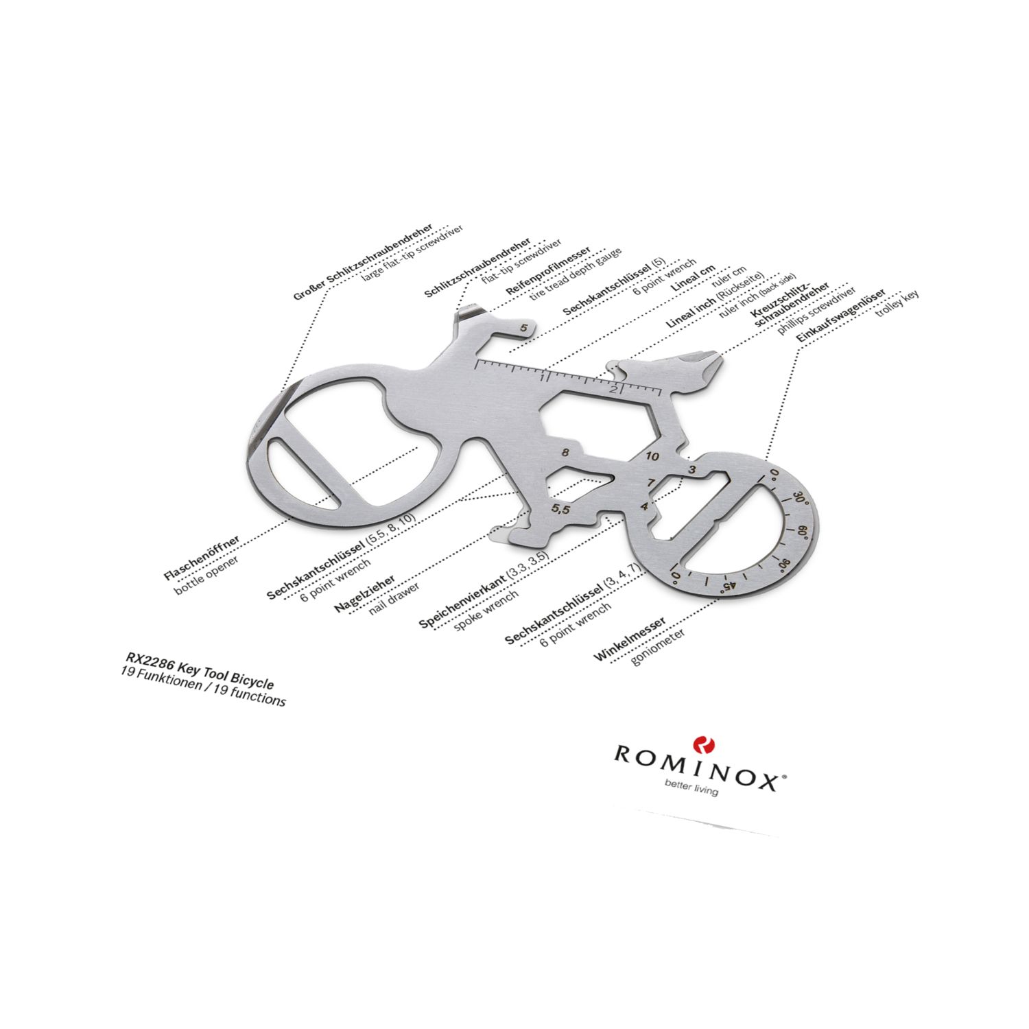 ROMINOX® Key Tool Bicycle (19 Funktionen) Viel Glück 2K2109l