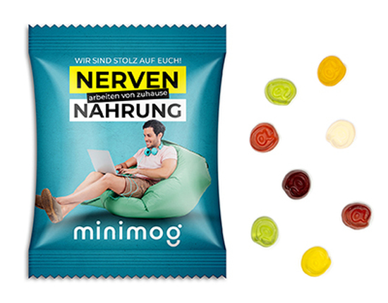 Fruchtgummi Standardformen 10 g @-Zeichen Standard-Folie weiß