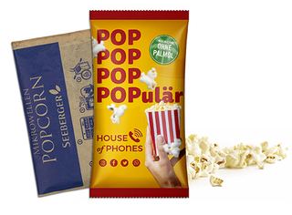 Mikrowellen-Popcorn im Werbetütchen 90 g süßes Popcorn