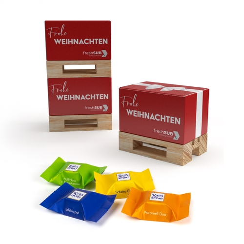 Geschenk Mini-Palette klein 16 g Ritter Sport: Edelnugat & Voll-Nuss