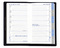 Taschenplaner "Exquisit Register INT" im Format 9,5 x 16 cm, Kalendarium 4-sprachig D/F/I/GB Grau/Blau mit Registerstanzung, 64 Seiten gebunden + 16 Seiten Adressheft Register, eingesteckt in Slinky-Hülle rot