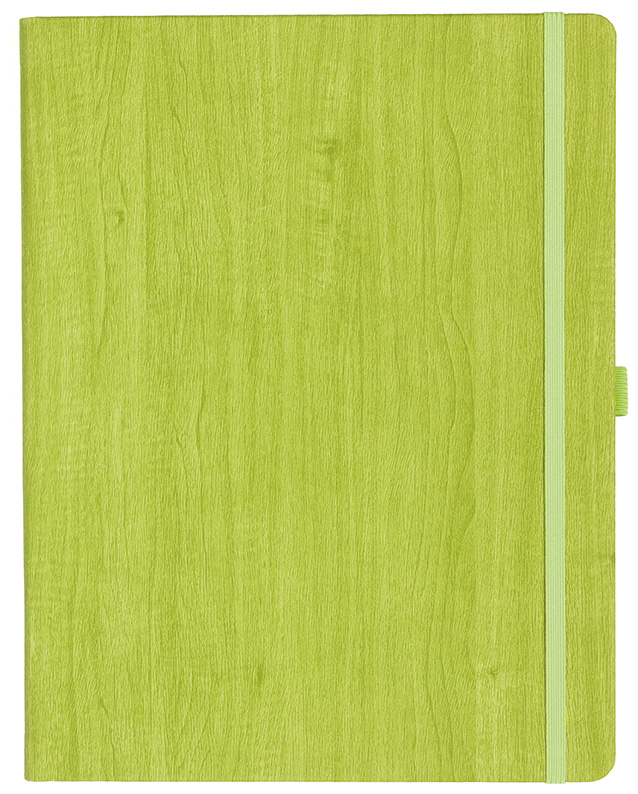 Notizbuch Style Large im Format 19x25cm, Inhalt kariert, Einband Woody in der Farbe Lime