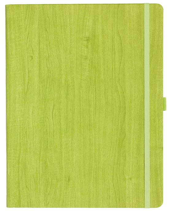 Notizbuch Style Large im Format 19x25cm, Inhalt kariert, Einband Woody in der Farbe Lime