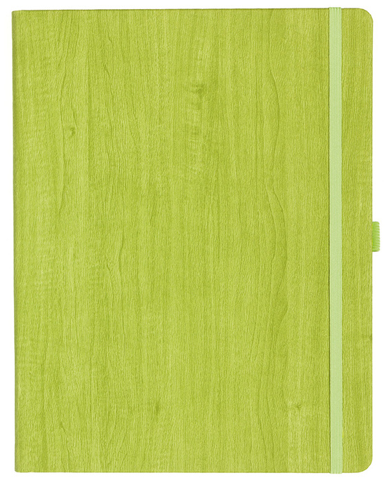 Notizbuch Style Large im Format 19x25cm, Inhalt liniert, Einband Woody in der Farbe Lime