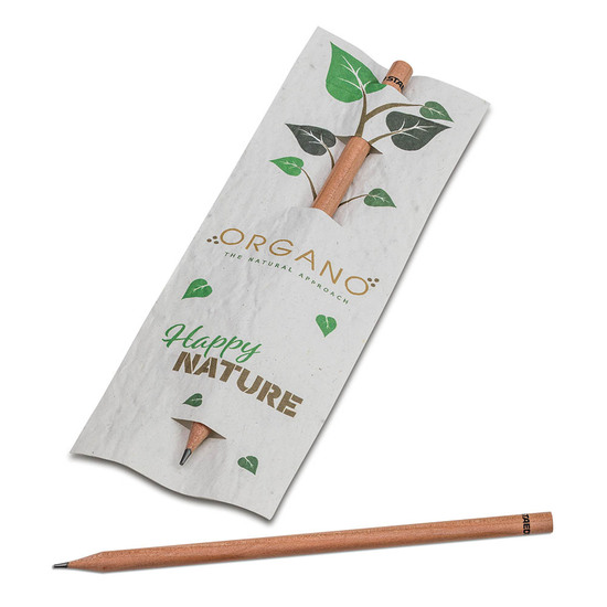 Bleistift im Samenpapieretui - Mohnblume, Druck 4/0c, Lasergravur