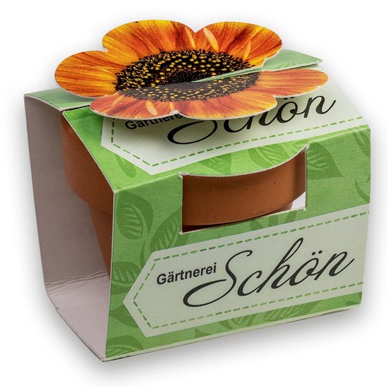 Tontöpfchen-Blume mit Samen - Sommerblumenmischung inkl. Tampondruck