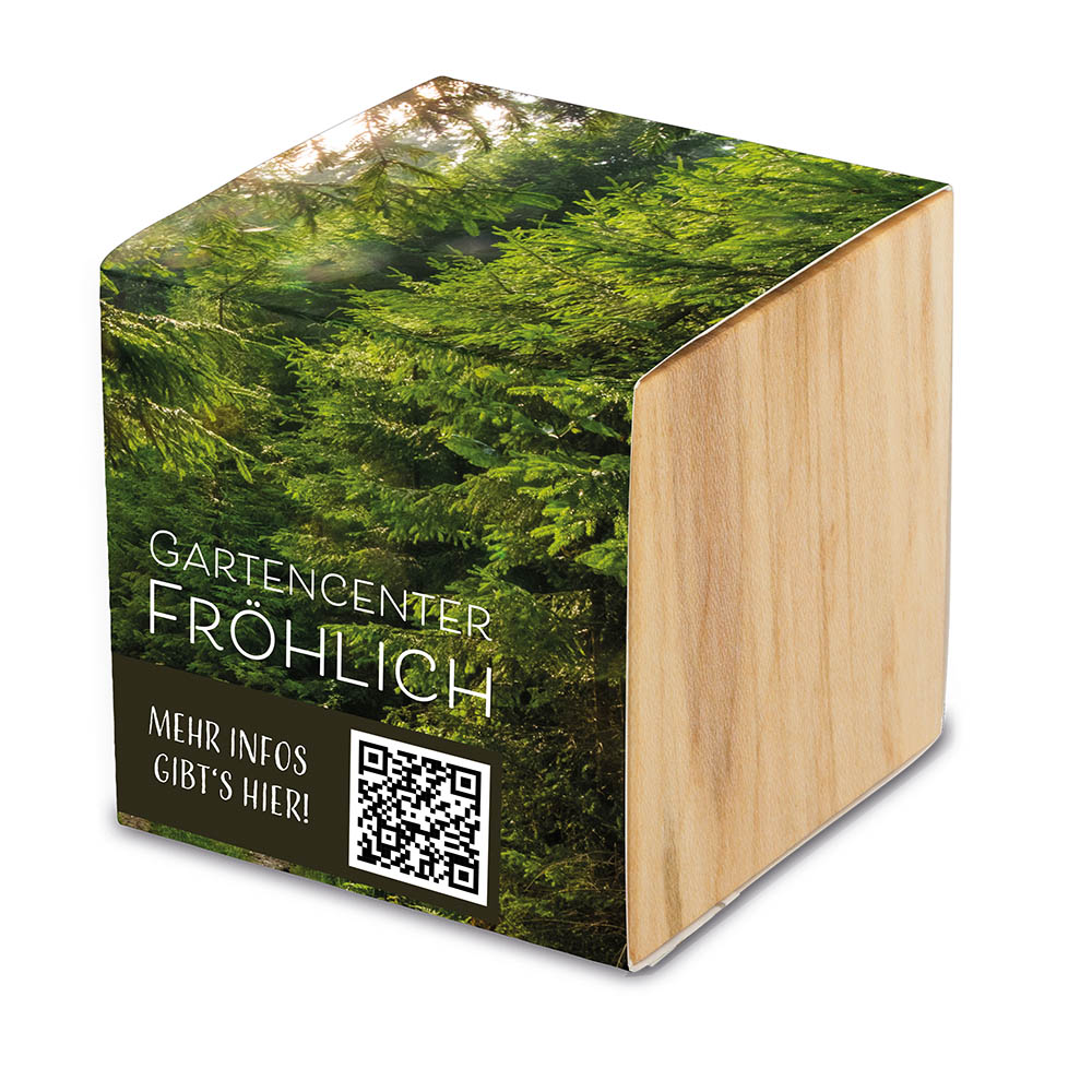 Pflanz-Holz Grande mit Samen - Margerite, 1 Seite gelasert