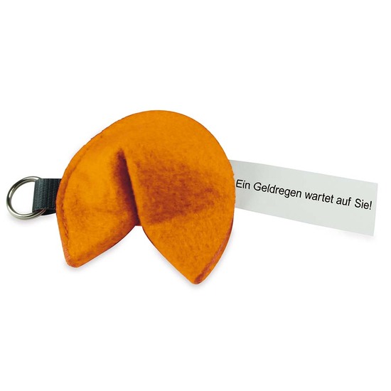 Glückskeks-Schlüsselanhänger Filz - Orange mit Lasergravur