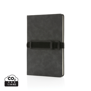 Deluxe Hardcover PU Notizbuch mit Handy- und Stiftehalter