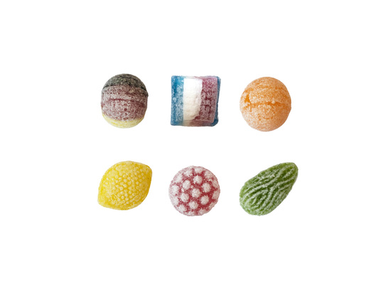 Beutelschachtel mit Bonbons, Inhalt: Waldmeister