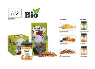 BIO Pesto im Werbekarton, Inhalt: BIO Pesto Calabrese ca. 125 g