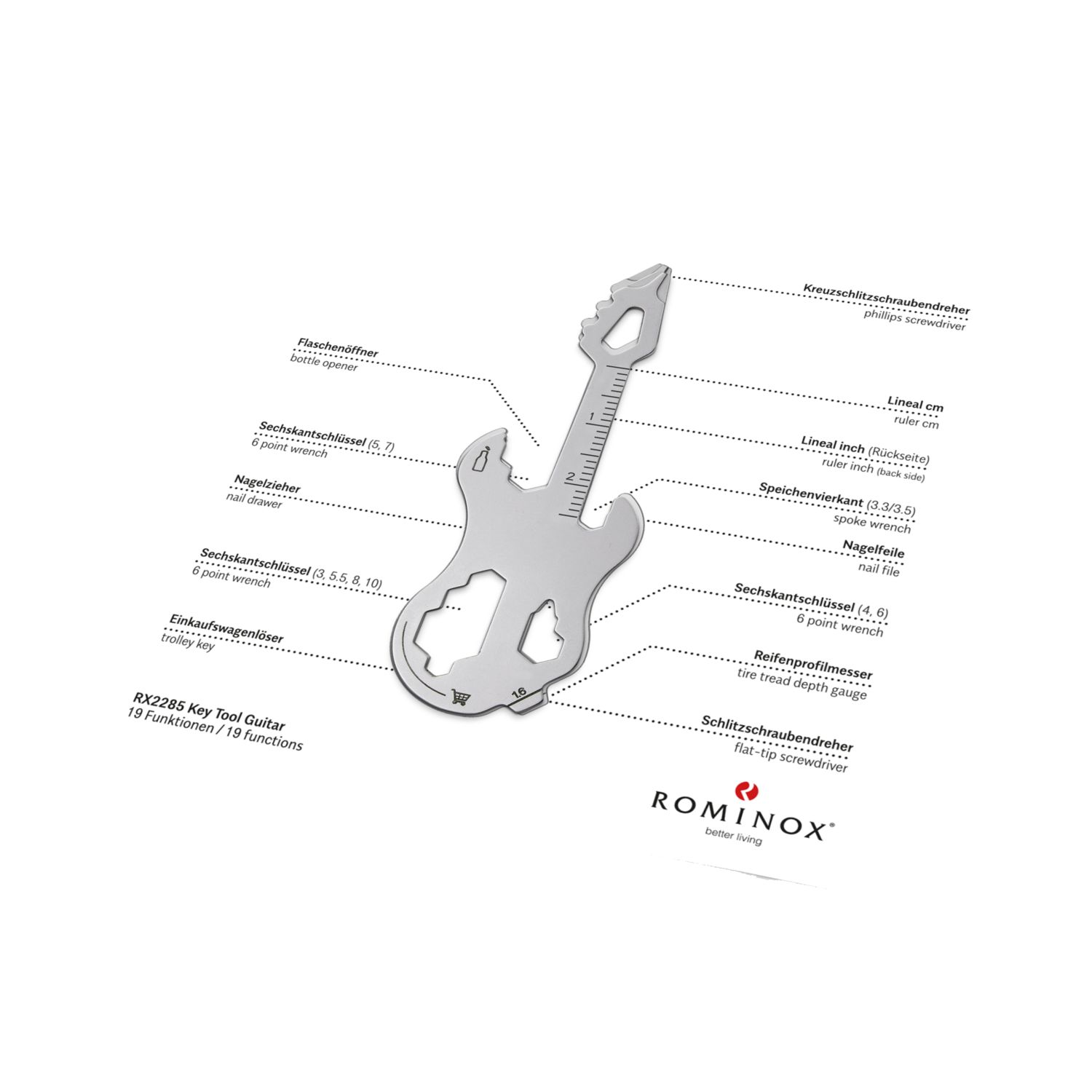 ROMINOX® Key Tool // Guitar - 19 Funktionen