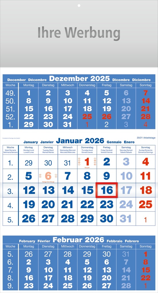 Dreimonatsplaner Compact-basic blau