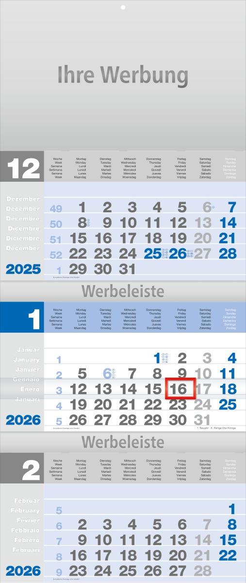 Dreimonatsplaner Design-trio blau