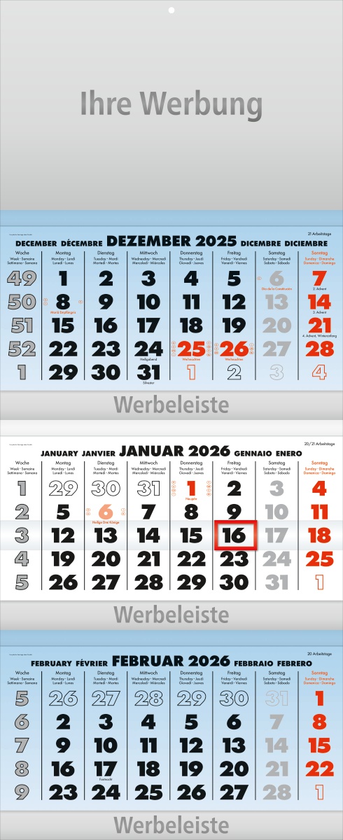 Dreimonatsplaner Business-trio-plus blau