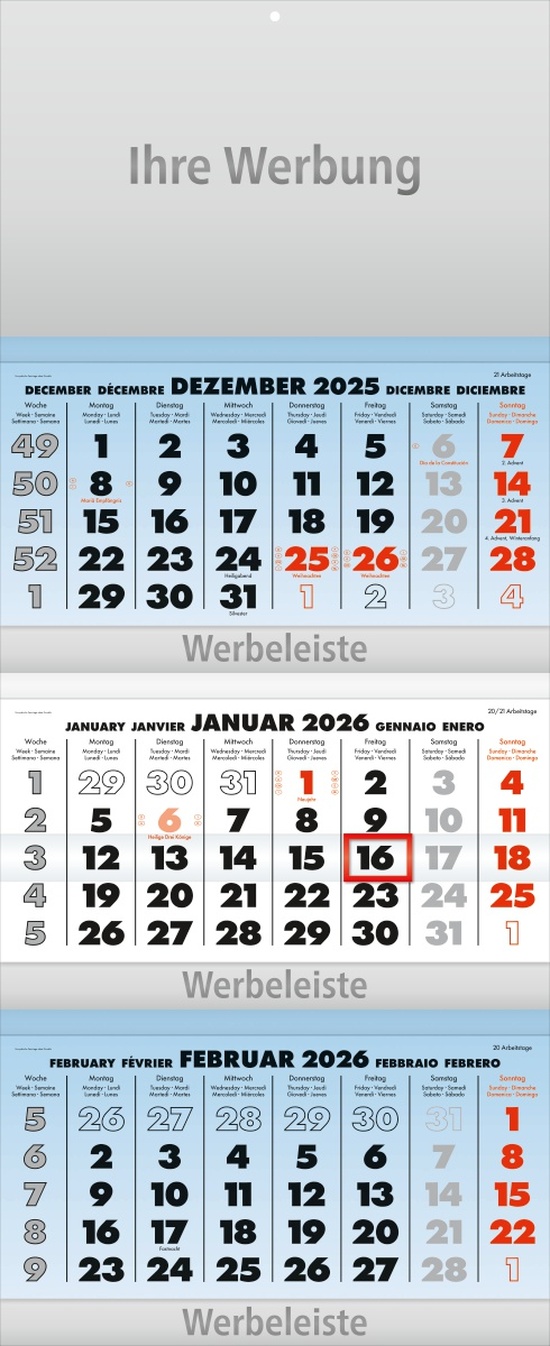 Dreimonatsplaner Business-trio-plus blau