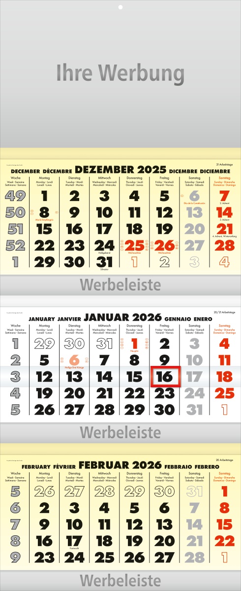 Dreimonatsplaner Business-trio-plus gelb