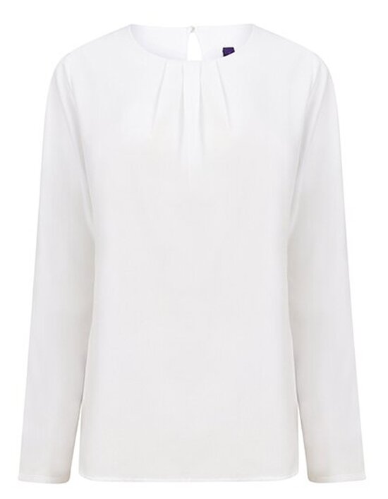 Ladies Pleat Front Long Sleeved Blouse
